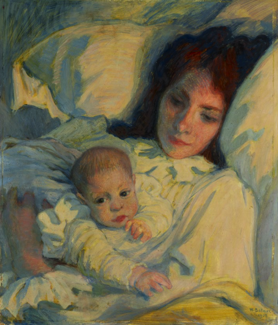 Wilhelm Balmer (1865 - 1922) The Evening. Mother and Child, 1903 Oil on cardboard, 40 x 34 cm Inv. 1903-0017 Purchased from the artist with the support of the Diday Foundation, 1903 © MAH, photo : B. Jacob-Descombes