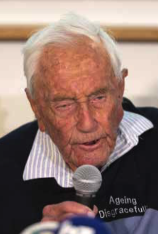 Agé de 104 ans, le scientifique australien David Goodall lors de sa conférence de presse, la veille de son suicide assisté à Bâle, Suisse, le mercredi 9 mai 2018.